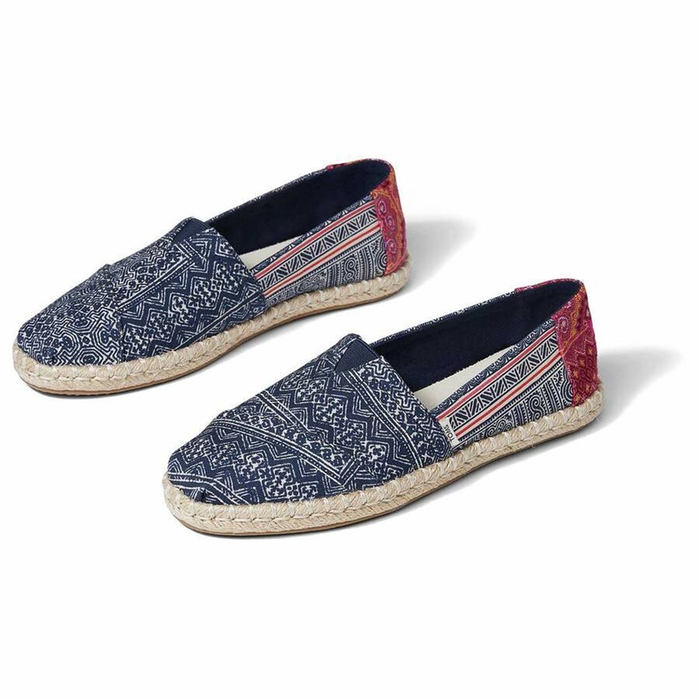 Toms Hmong Indigo Floral Rope Espadril Kadın Indigo | ABE983176