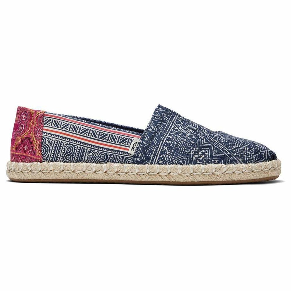 Toms Hmong Indigo Floral Rope Espadril Kadın Indigo | ABE983176
