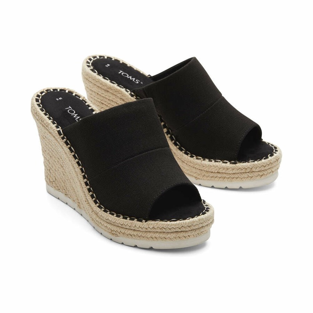 Toms Monica Mule Dolgu Topuklu Kadın Siyah | QRX271805