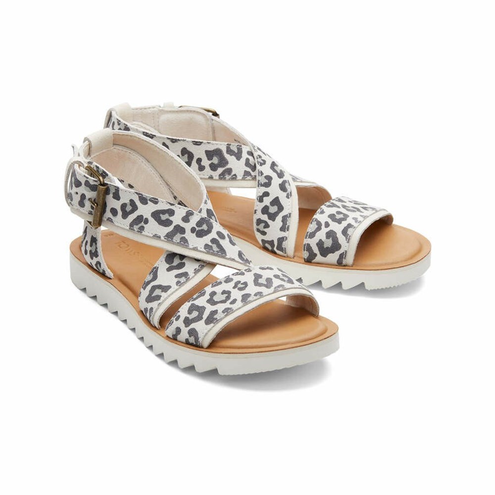 Toms Sidney Sandalet Kadın Beyaz Leopar | RBJ847032