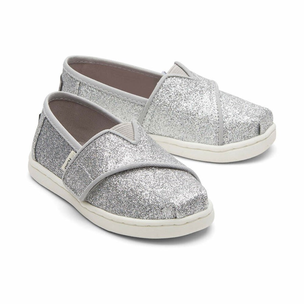 Toms Tiny Alpargata Glitter Makosen Ayakkabı Çocuk Gümüş | TGB461570