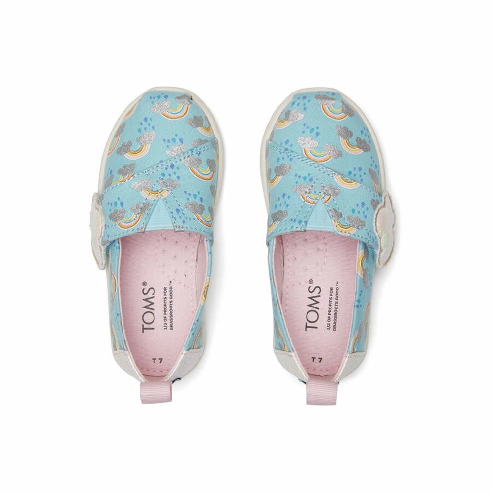 Toms Tiny Blue Weather Foil Print Makosen Ayakkabı Çocuk Mavi | XUK261058