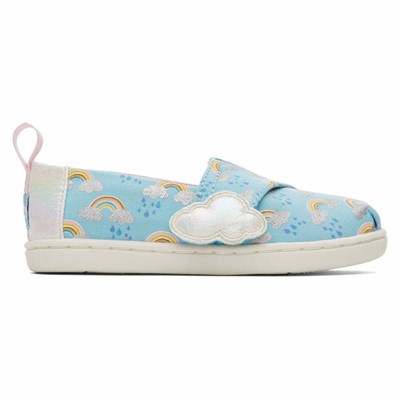 Toms Tiny Blue Weather Foil Print Makosen Ayakkabı Çocuk Mavi | XUK261058